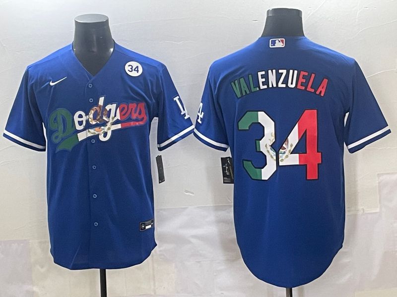 Men 2025 Los Angeles Dodgers #34 Valenzuela Blue Nike MLB Jersey style 71511